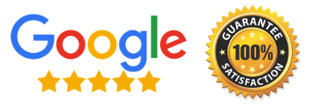 5-star Google reviews and 100% satisfaction guarantee badge