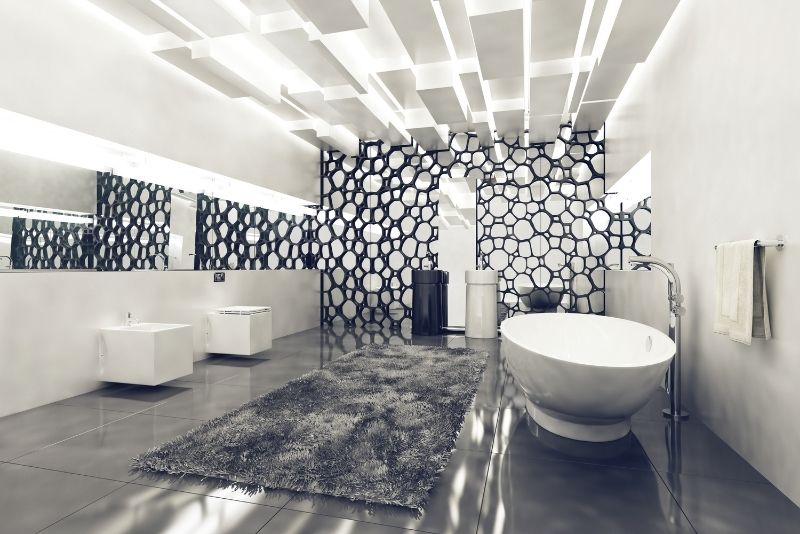 elegant luxury bathroom renovation with attractive wall patters